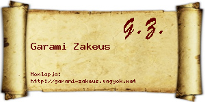 Garami Zakeus névjegykártya